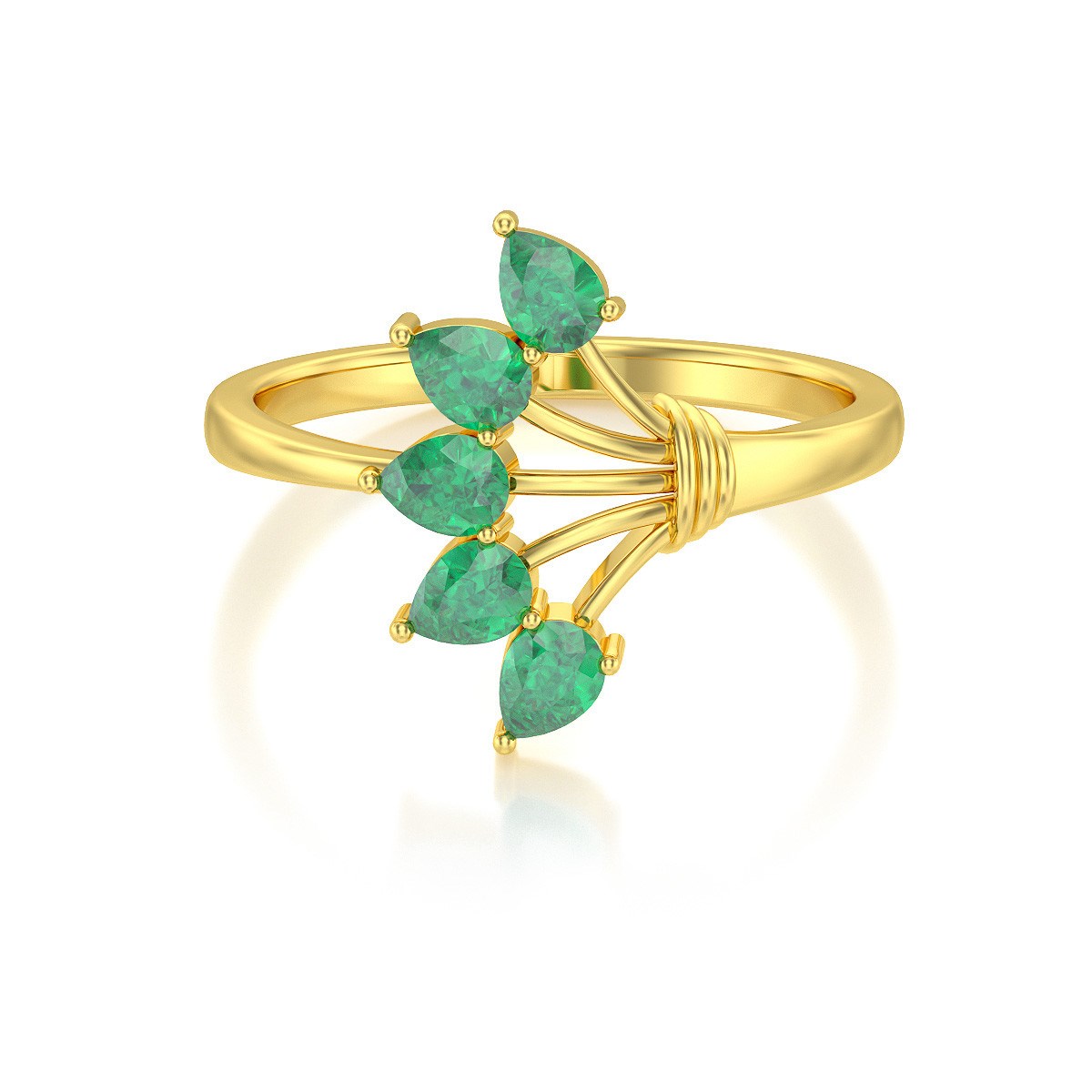 Bague ADEN Or 585 Jaune Emeraude 2.65grs