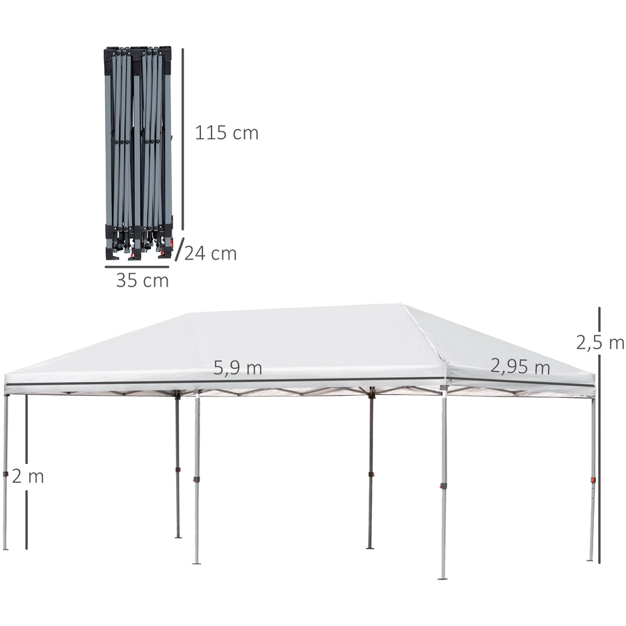 Outsunny Pop-Up-Pavillon zusammenfaltbar cremeweiß