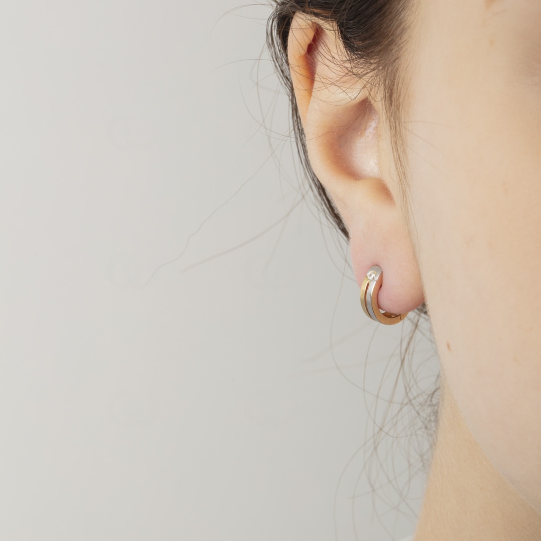 Kreolen 750/18 K Bicolor Ø 12mm mit Zirkonia