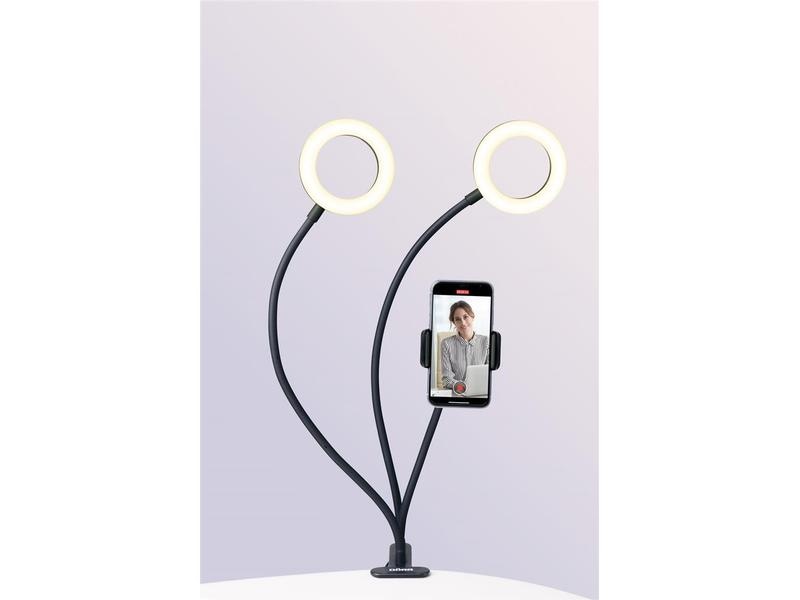 Dörr Videoleuchte 2-er Ringlicht SLR-12 Bi-Color Doppel-Ringlicht für zweiseitige Ausleuchtung Ihrer Selfies