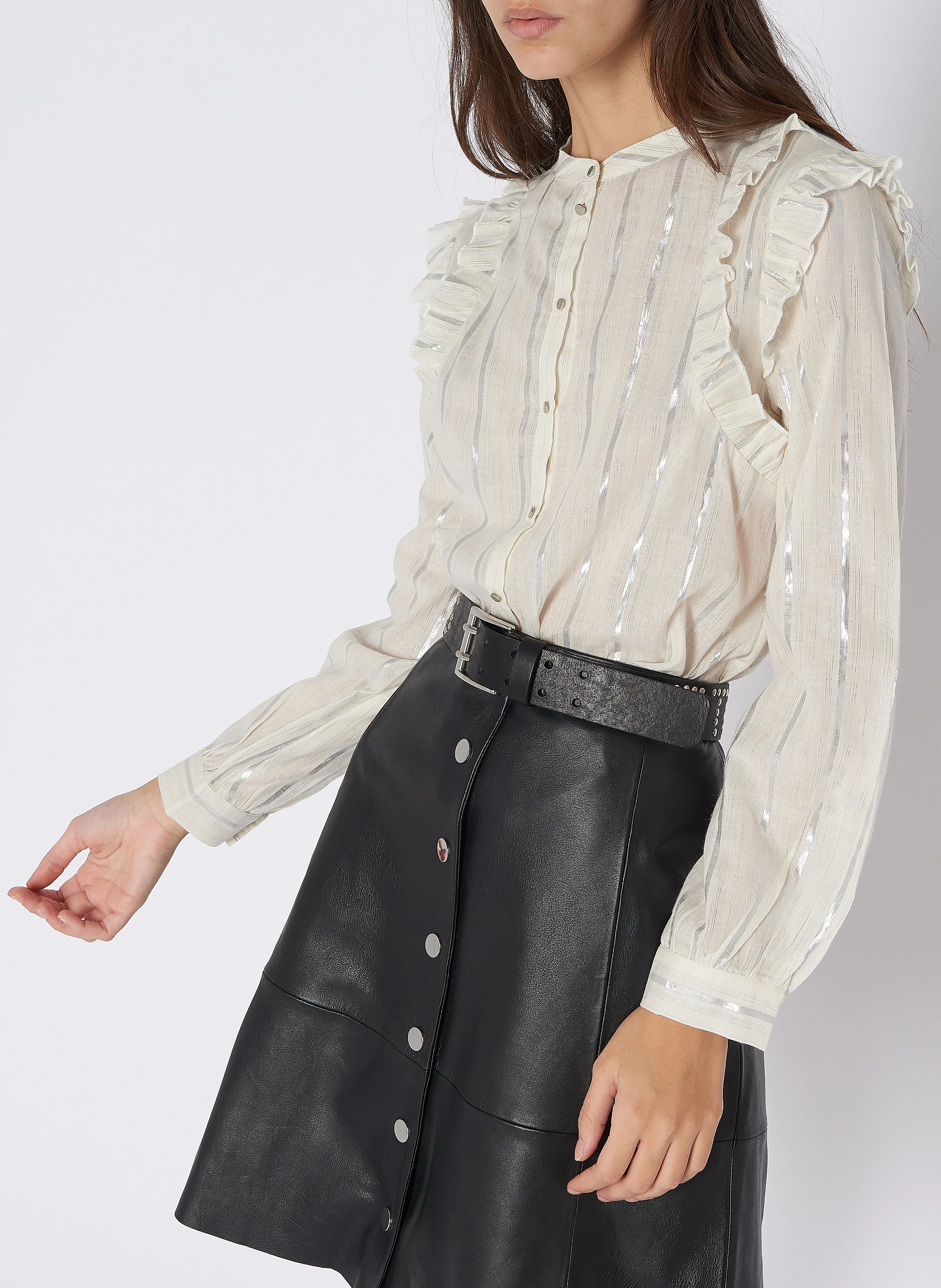 Ceinture cloutée en cuir effet python | Noir