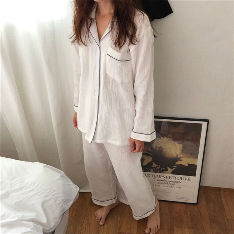 Gecko - Bijpassende pyjamaset voor koppels: shirt met contrasterende bies + loungebroek