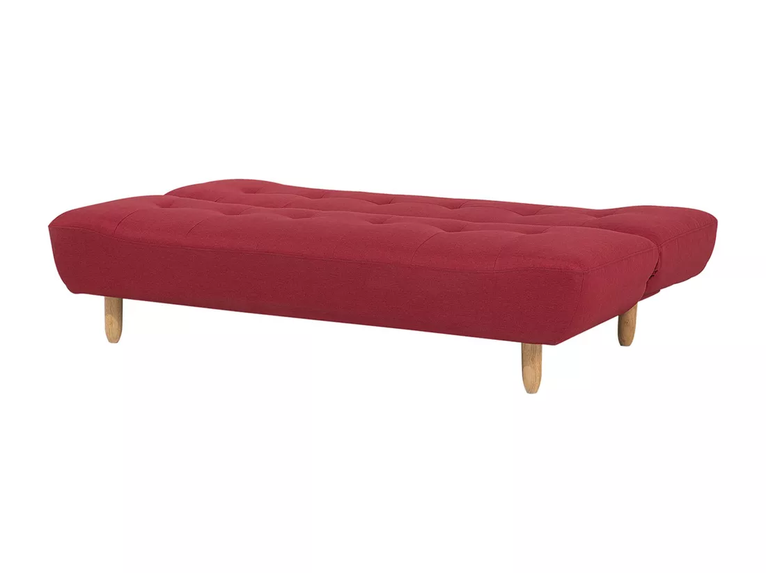 Canapé convertible 3 places en tissu rouge ALSTEN