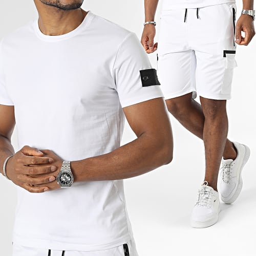 Ensemble Tee Shirt Et Short Cargo Blanc