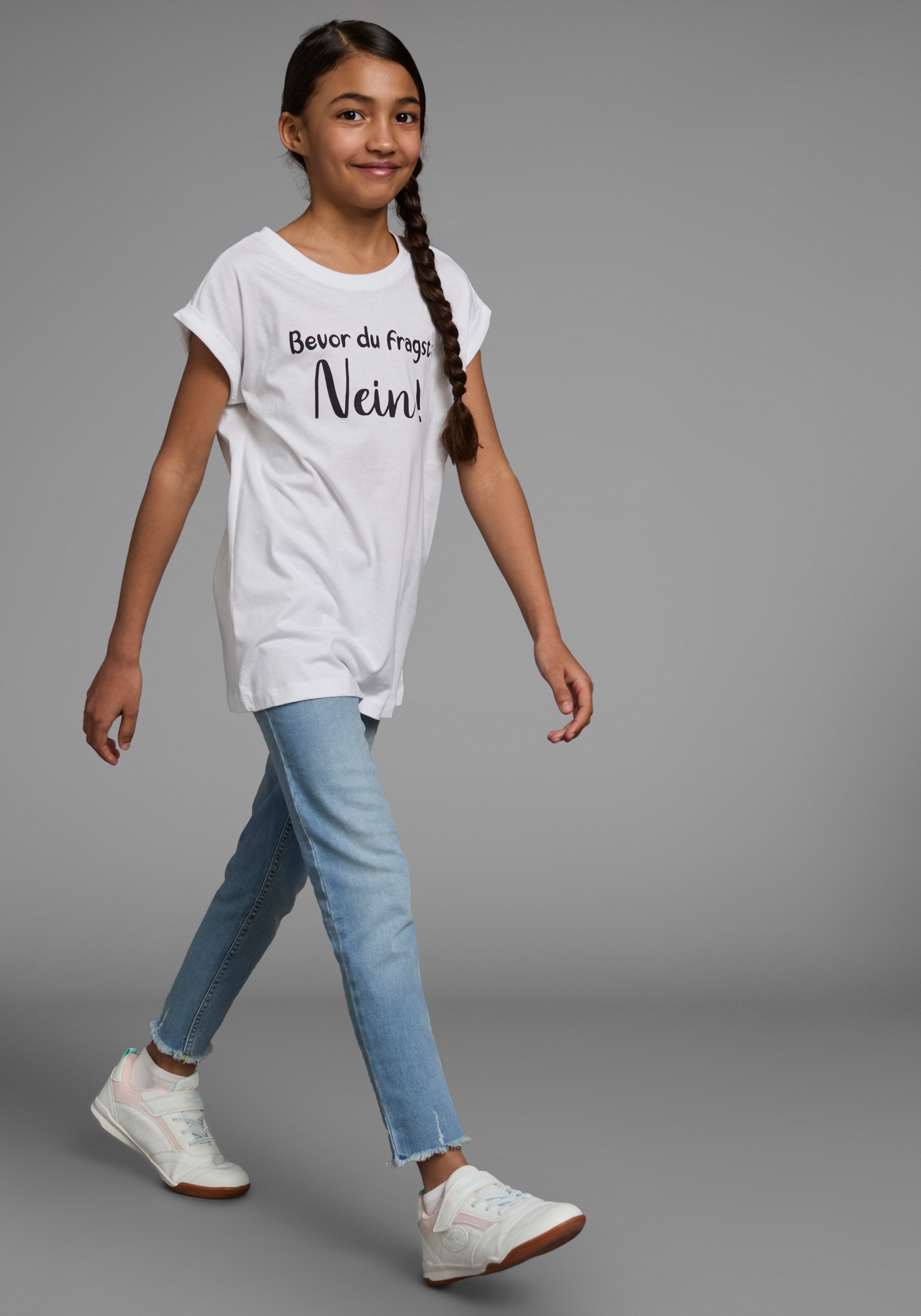 KIDSWORLD T-Shirt »Bevor Du fragst:   NEIN!«, Kurzarm,  mit Print,  Rundhalsausschnitt