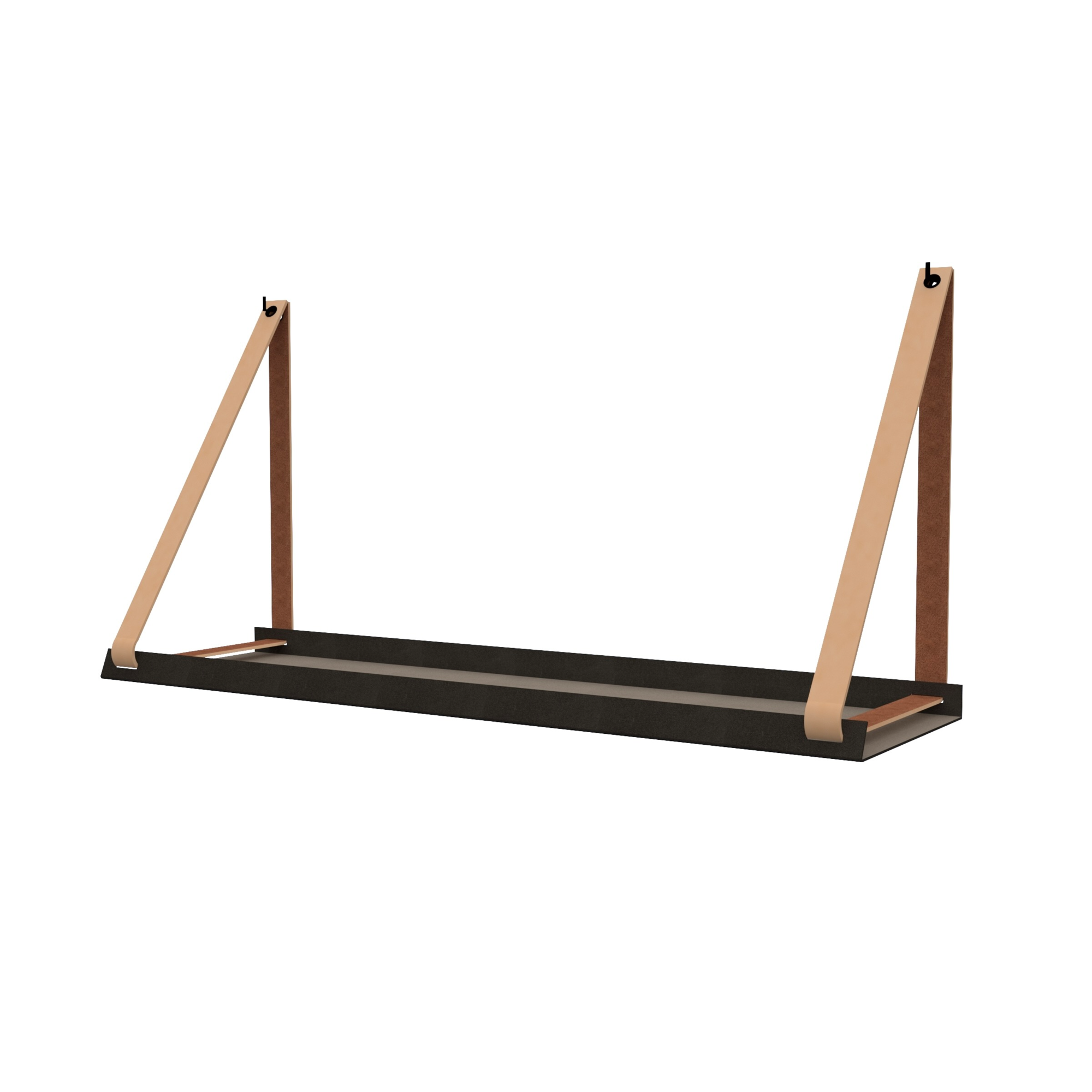 Stalen wandplank 98x20cm - incl. leren plankdragers Stalen wandplank met leren plankdragers - Peach