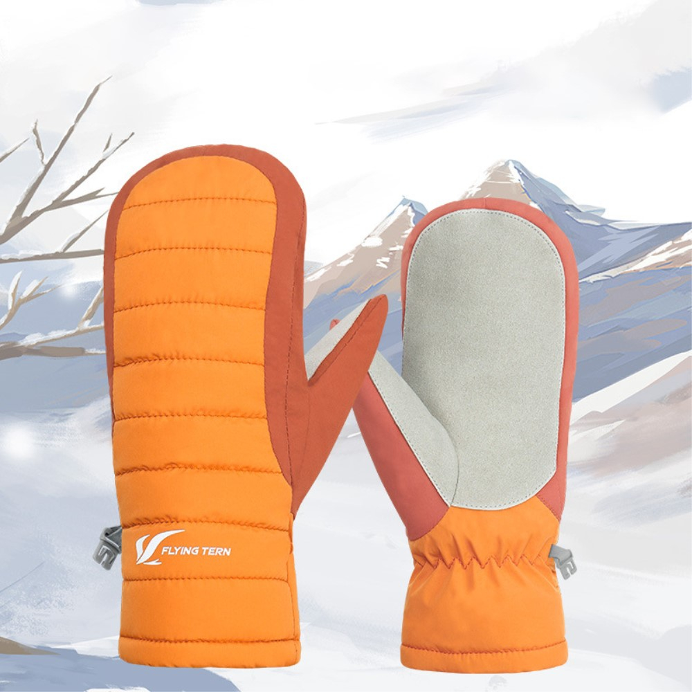 (1 Paar) Gefütterte Kinder Winter Handschuhe Outdoor Ski Fäustlinge (One Size) - Orange