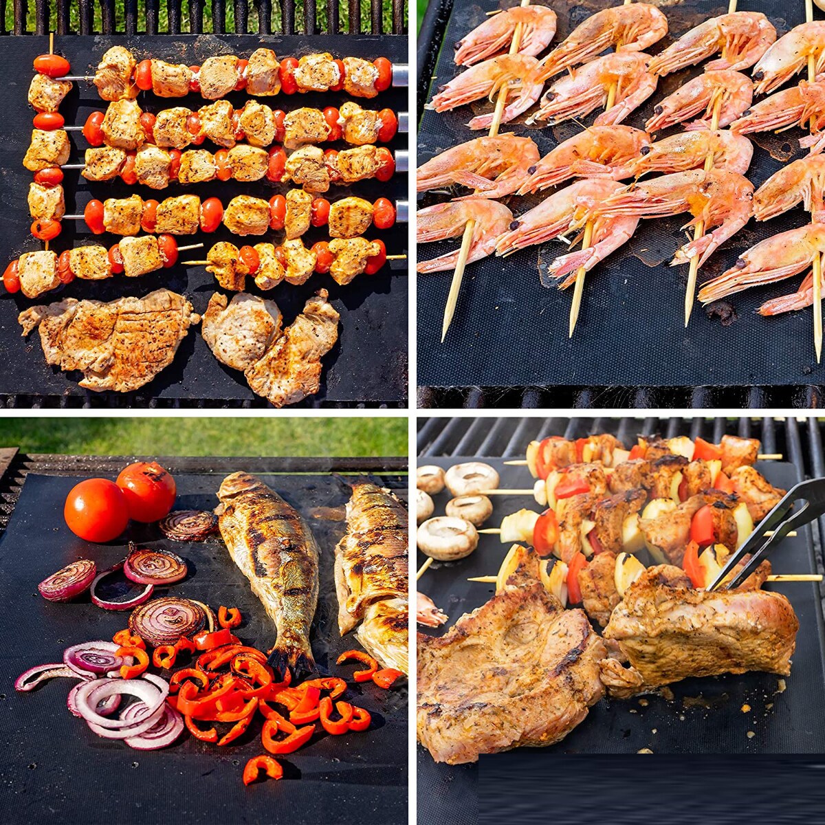 Grillmatte med hull non-stick Sort 5-pak