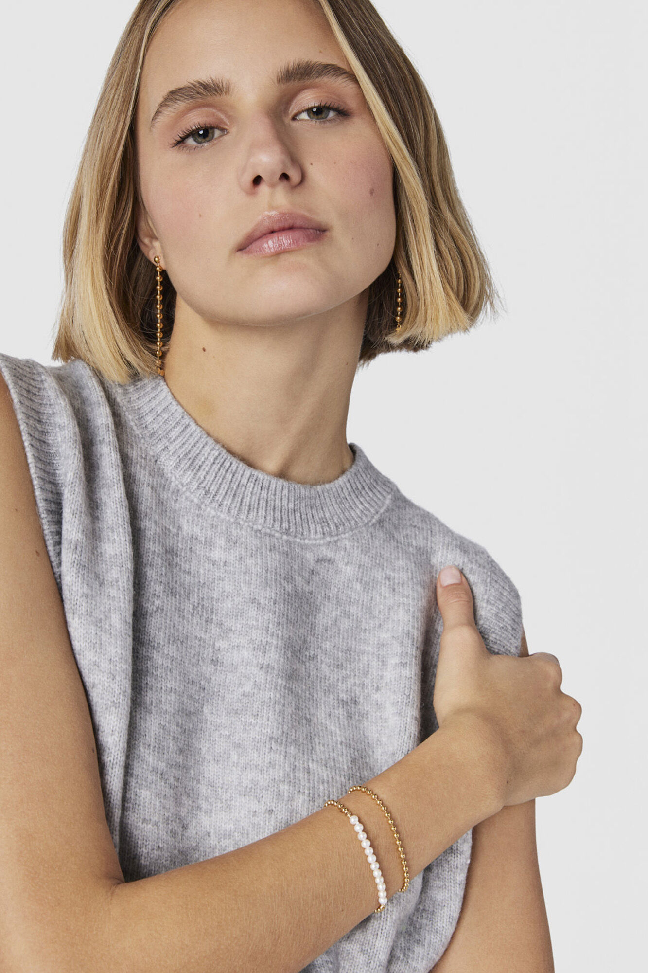 Pulseira em prata vermeil e pérola - Amarela