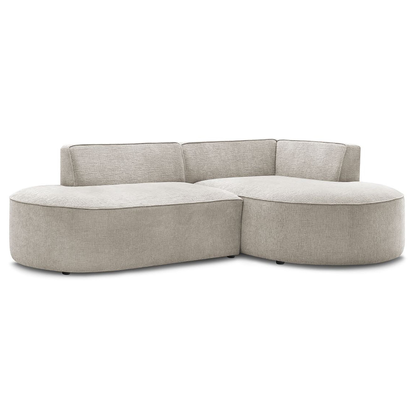Bobochic Canapé d'angle droit fixe 4 places Rousseau texturé beige - 250x160x72 cm