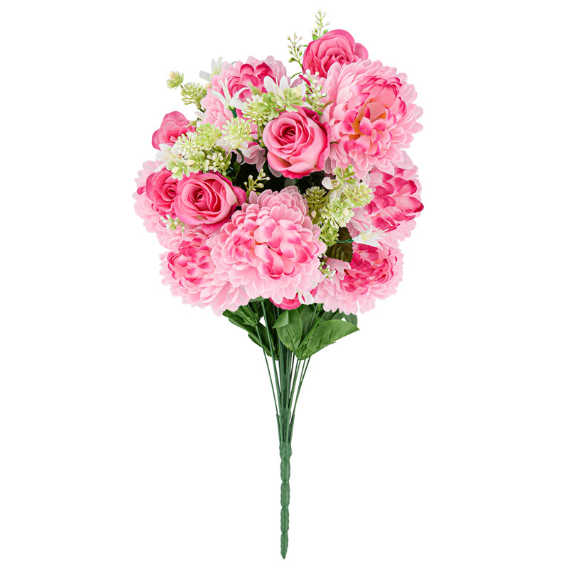 Bouquet de chrysanthèmes et boutons de roses
