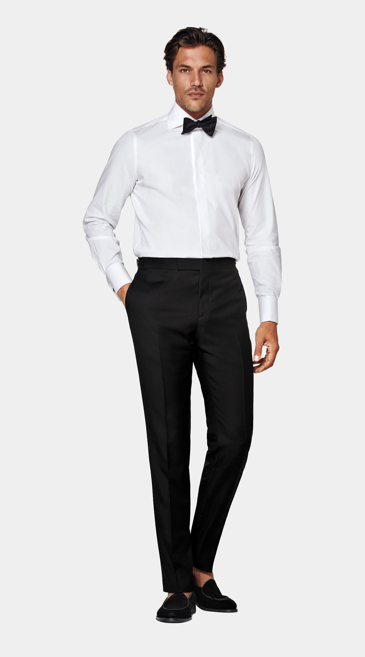 Chemise de smoking ajustée en twill blanche