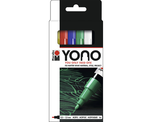 Marabu Yono markerset, 6 x 0,5-1,5 mm