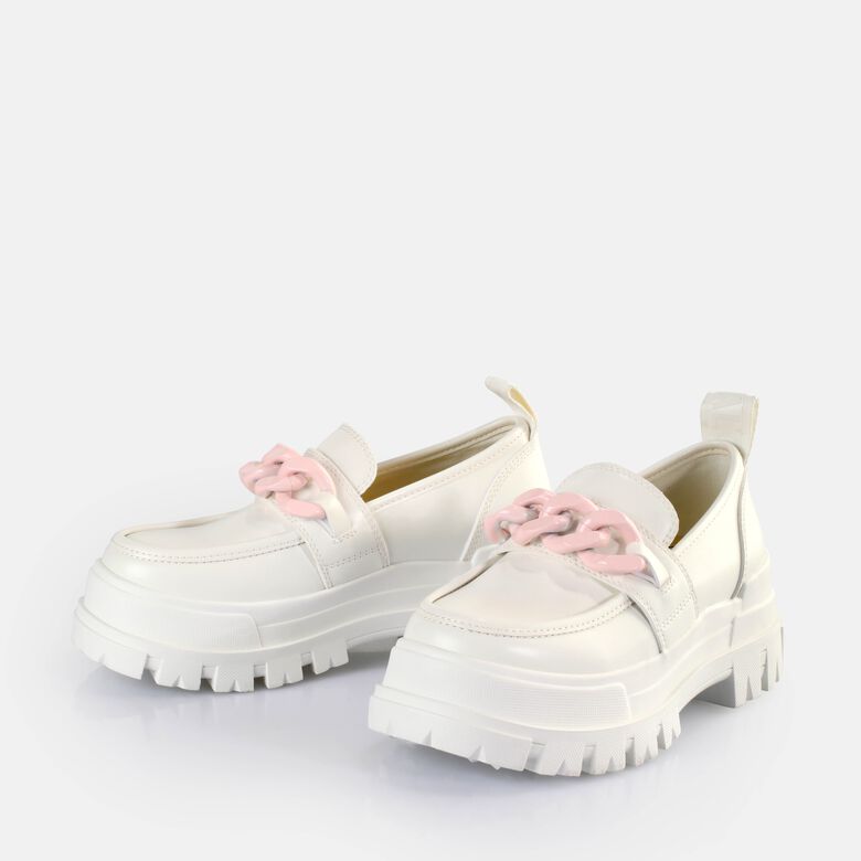 Aspha Loafer Chain Chaussures basses véganes, blanc