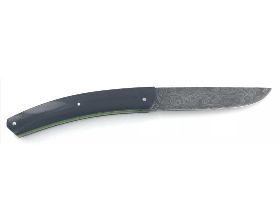 Julien Bailon - Le Thiers Damas Avakian modèle Grenaille - G10 Noir - Intercalaire Vert Pomme Couteau de Poche Le Thiers par Baillon