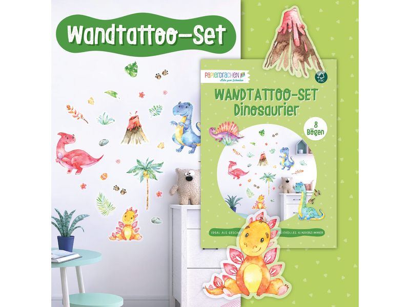 Papierdrachen Wandtattoo-Set Dinosaurier Wandsticker für Kinder