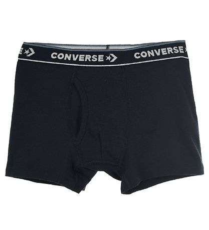 Converse Boxershorts - 2-pak - Sort/Gr?stribet