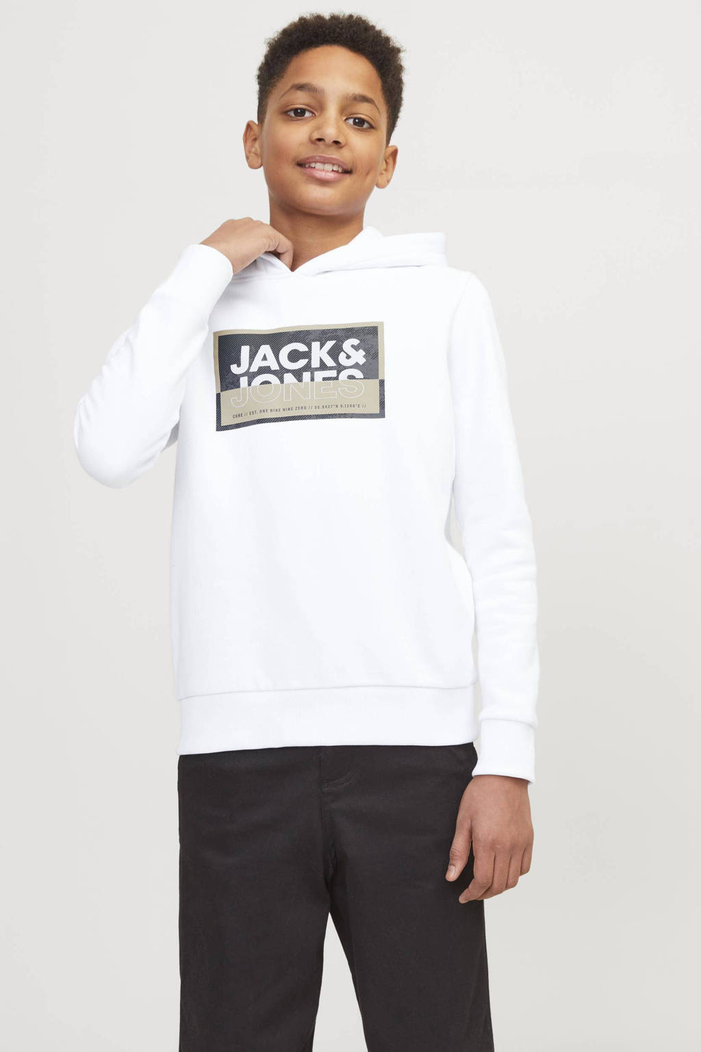 JACK & JONES hoodie JCOLOGAN met logo wit