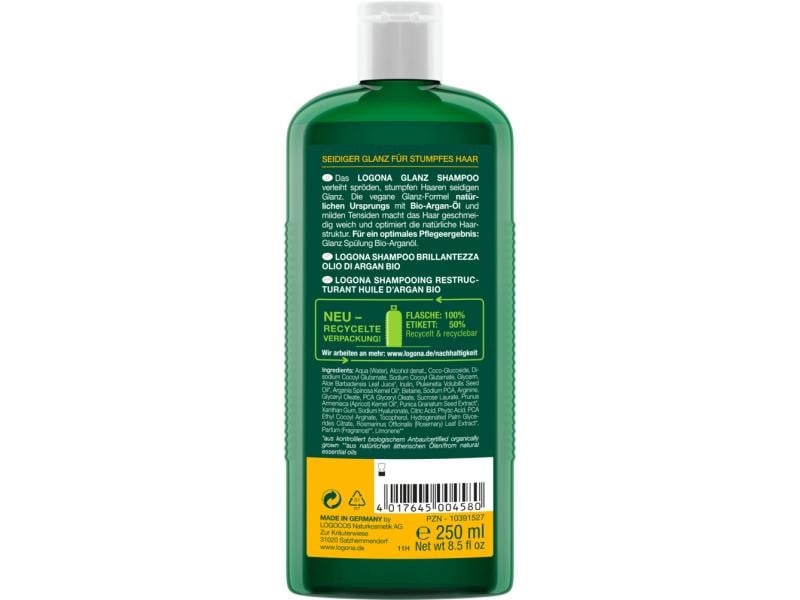 Logona Glanz Shampoo Bio-Arganöl 250 ml Haarshampoo für natürlich glänzendes Haar