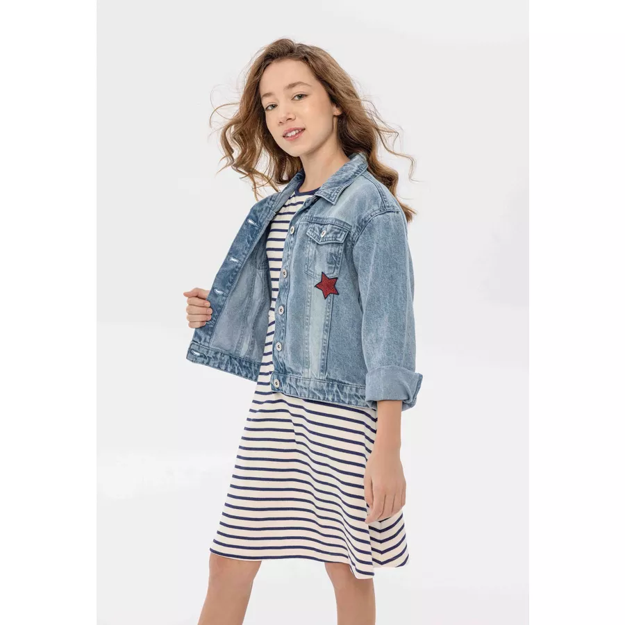 MINOTI Jeansjacke mit Aufnähern Denim-Blau