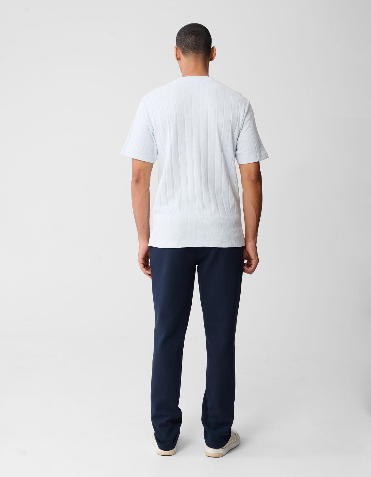 Structuur Stripe Artwork T-shirt Lichtblauw
