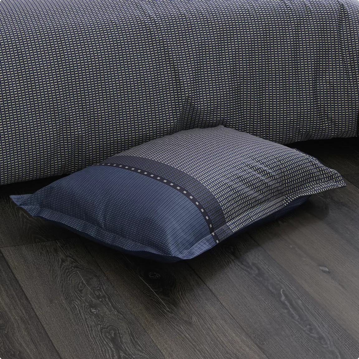 Taie d'oreiller rectangulaire satin de coton (50 x 70 cm) Enzo Bleue