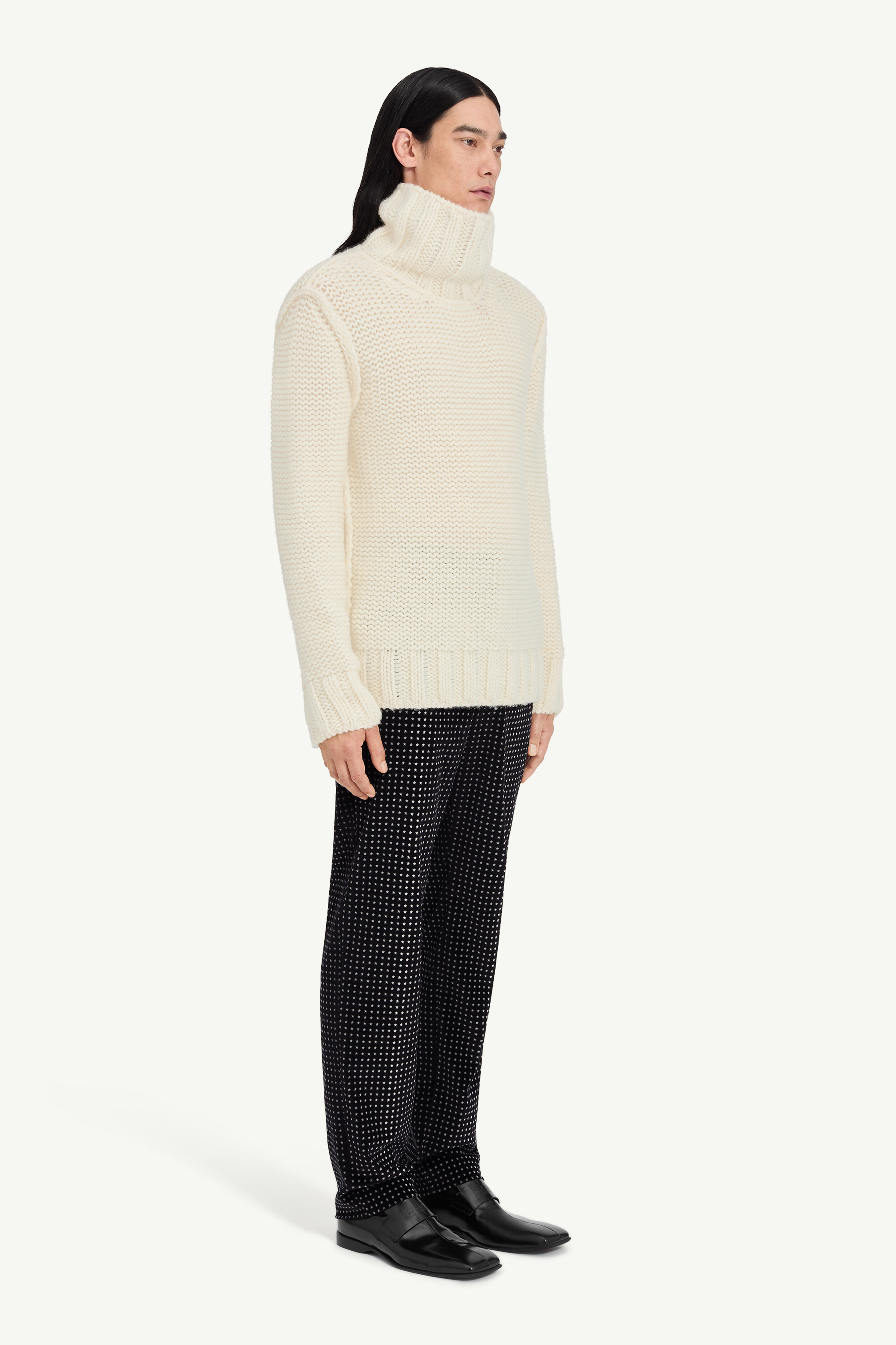 Pull à col roulé en laine épaisse pour homme | MM6 Blanc
