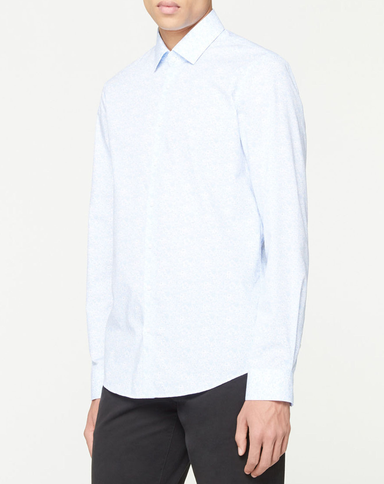 Calvin Klein Chemise slim imprimée mini fleurs bleu clair/blanc