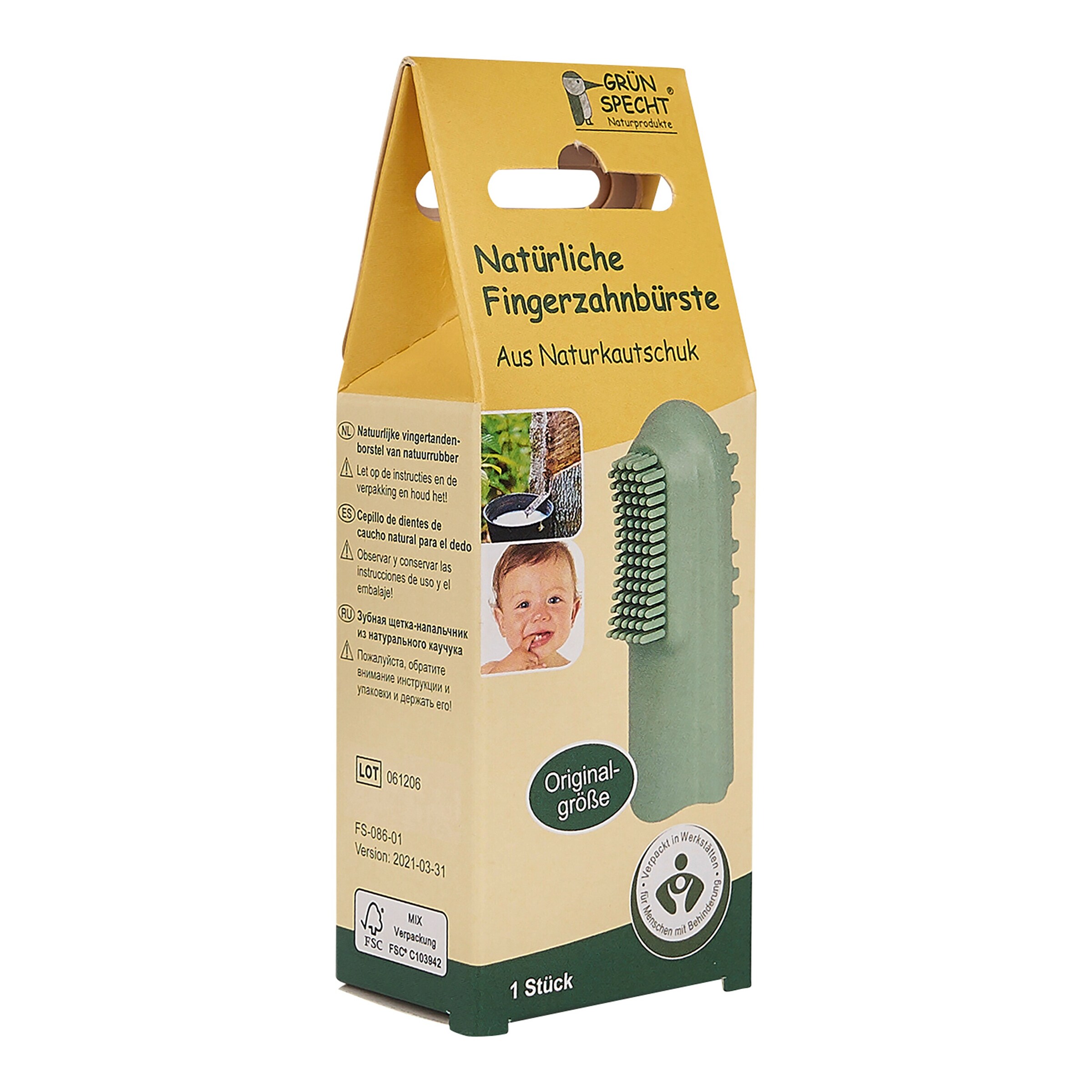 Grünspecht Finger-Zahnbürste Naturkautschuk