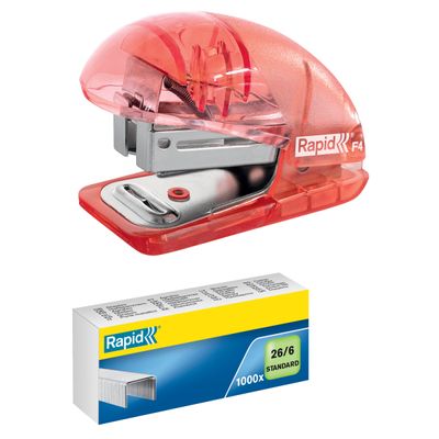 Rapid - Mini Agrafeuse Colour'Breeze - capacité 10 feuilles - agrafes 24/6 ou 26/6 - Corail