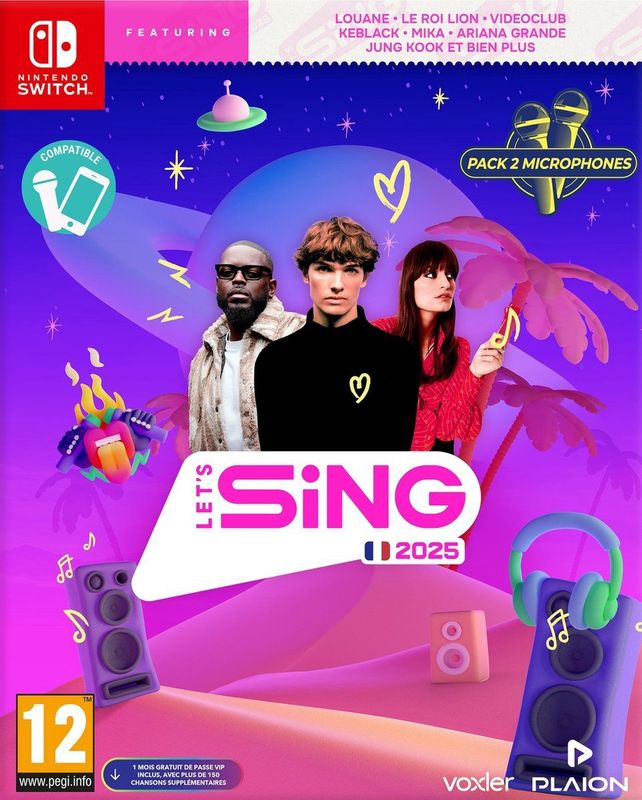 Let' Sing 2025 + 2 Microfoons Franse Editie Nintendo Switch