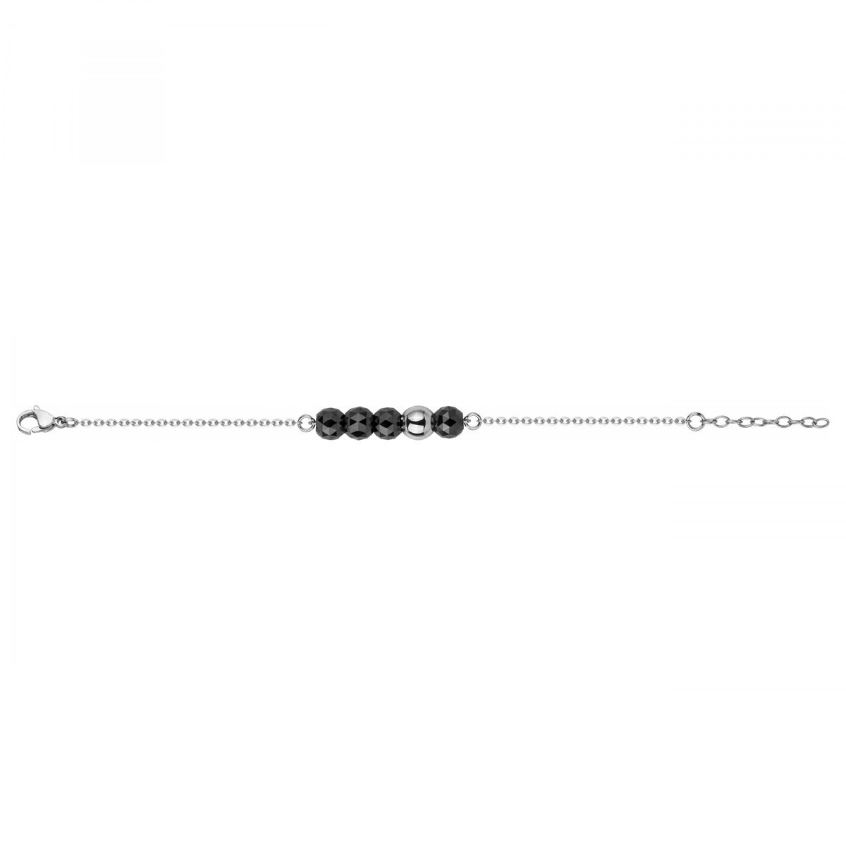 Bracelet souple mono-motif en Acier 316L et céramique - blanc brillant