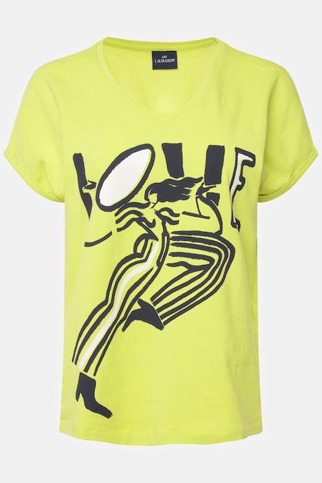 T-Shirt, oversized, LOVE, V-Ausschnitt