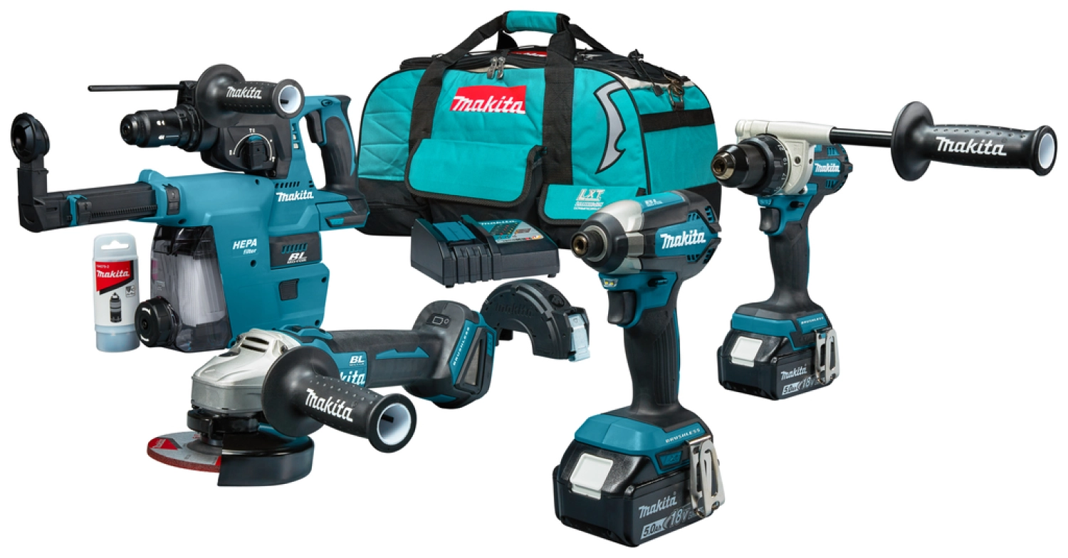 Makita DLX4155TX1 18V Li-ion accu 4-delige combiset (2x 5.0Ah accu) in tas