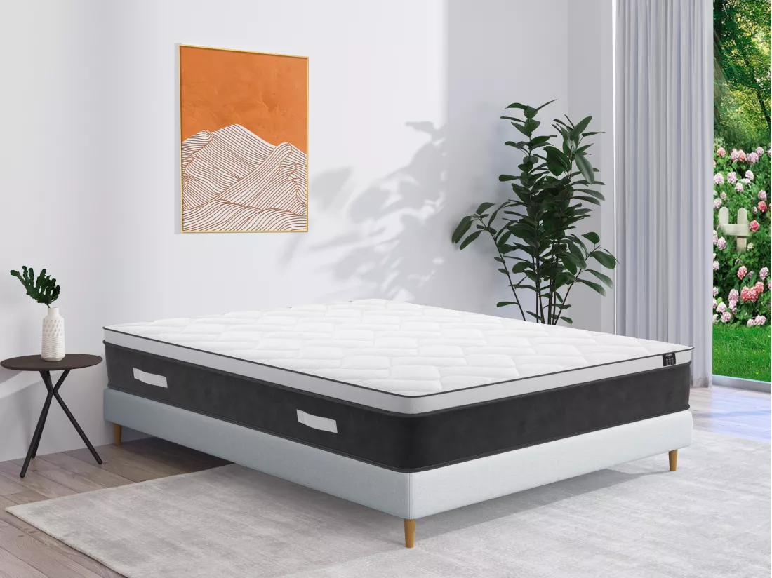 Matelas 180 x 200 cm hybride ressorts ensachés et mémoire de forme ép.25cm - ASTRIA Art Collection de YSMÉE
