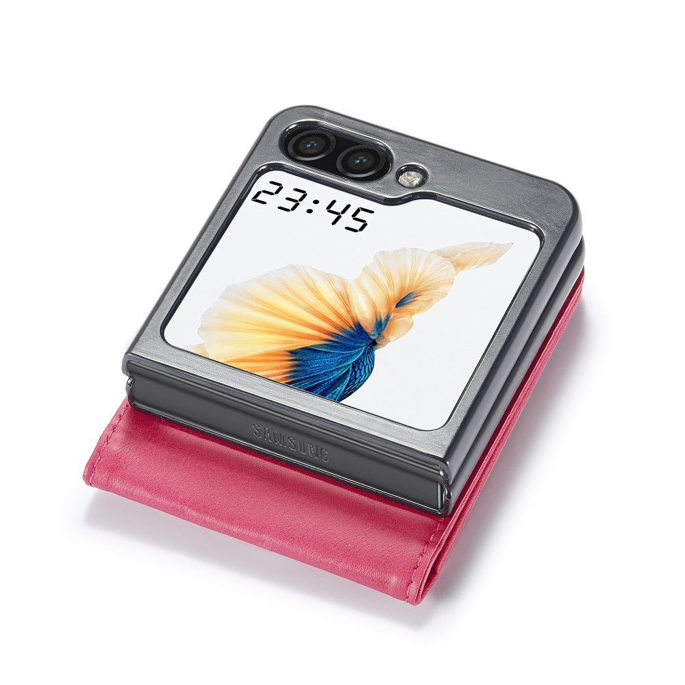 Samsung Galaxy Z Flip7 FE / Z Flip6 Vintage Leder Tasche Flip Cover Fashion Design - Rot