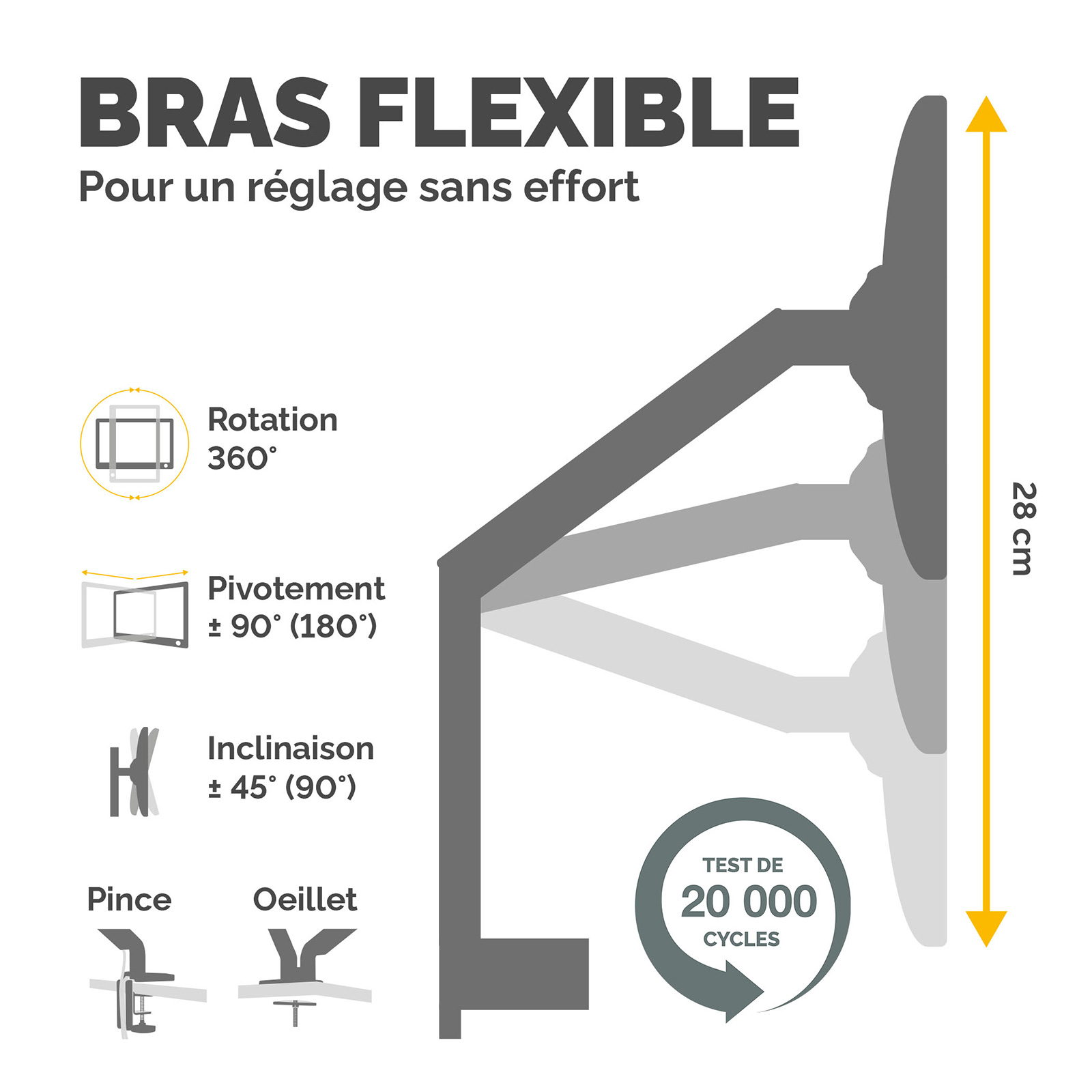 Fellowes Bras porte écran triple Platinum Series