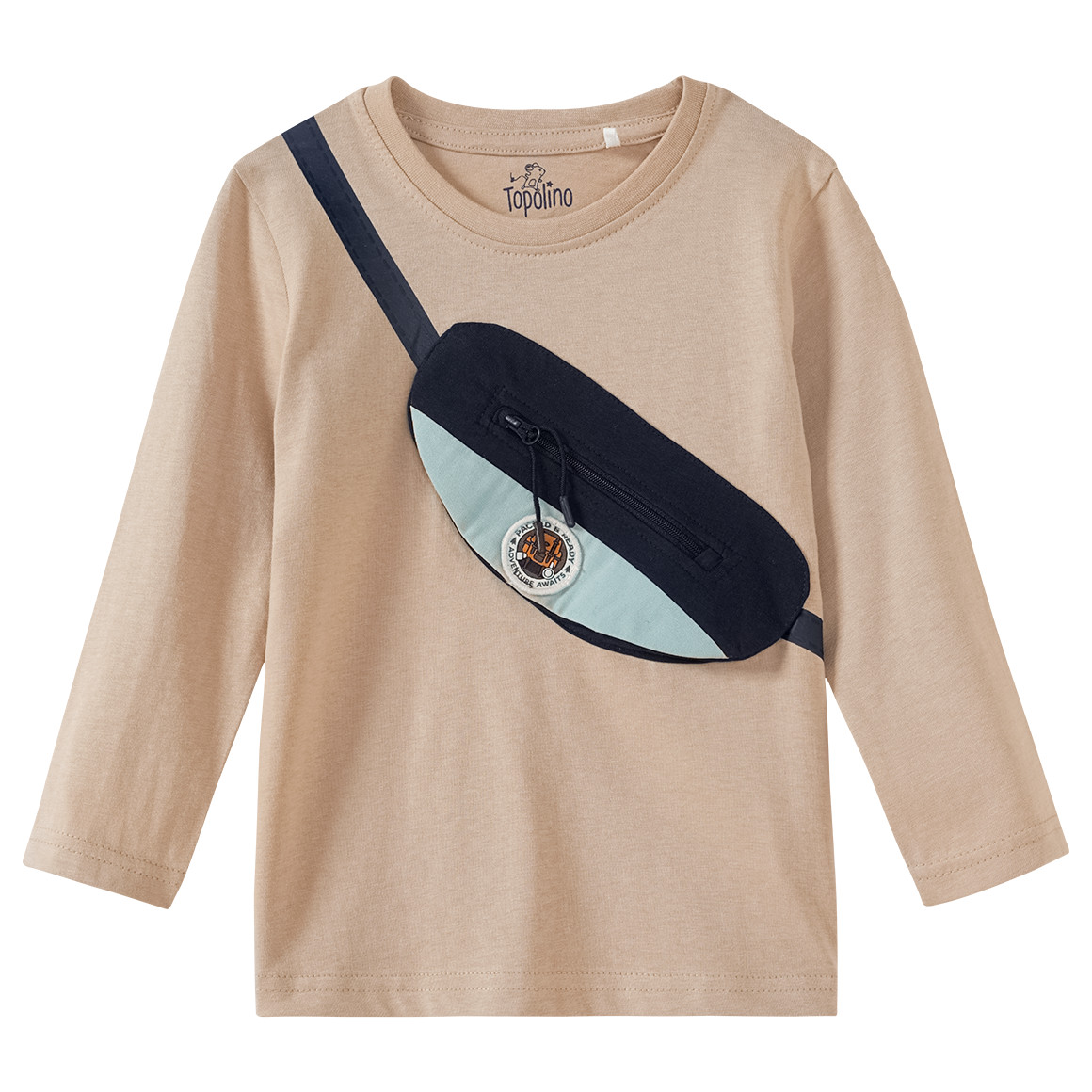 Topolino Jungen Langarmshirt  mit Taschenapplikation beige