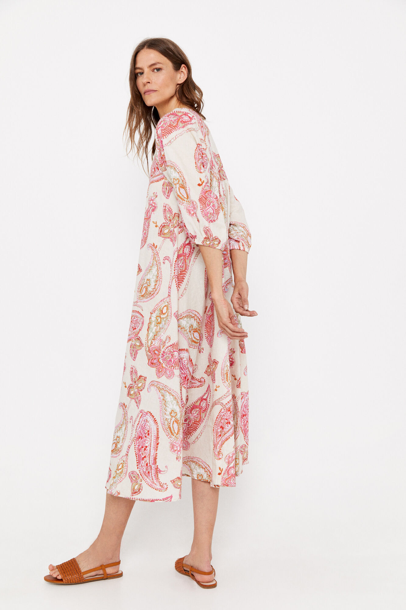 Vestido longo estampado - Estampa branca