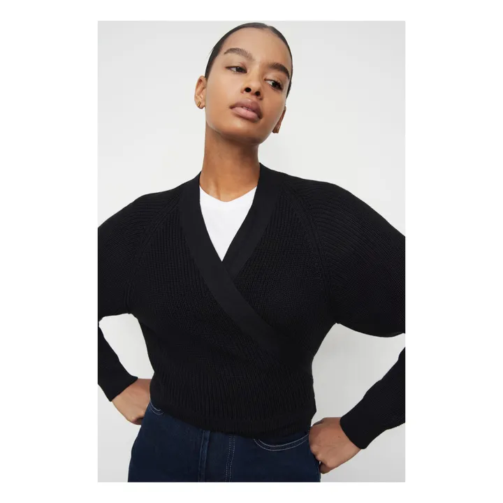 Kowtow Cardigan Croisé Composure Coton Bio | Noir