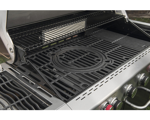 Nexgrill 5-pits gasgrill met infraroodbrander, achterbrander en zijbrander, zwart, inclusief grillgereedschaphouder, hittebestendige handgreep, krachtige hittezone, achterbrander, zijtafel, warmhoudrek, geëmailleerd gietijzeren grillrooster