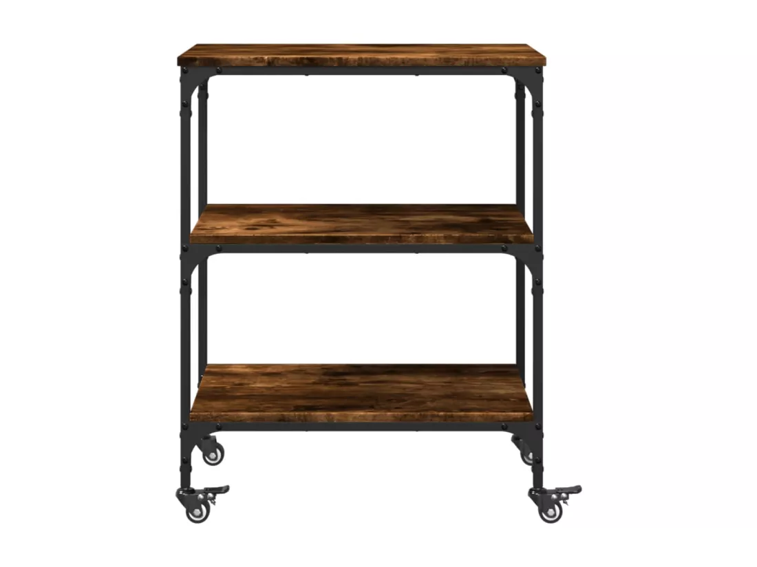 Chariot de cuisine chêne fumé 60x41x76 cm bois d'ingénierie