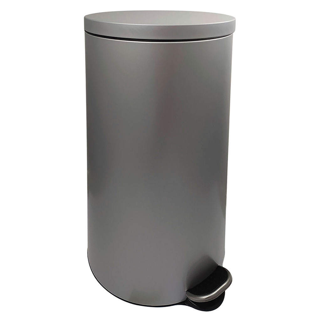 Poubelle à pédale métal frein de chute gris 30L