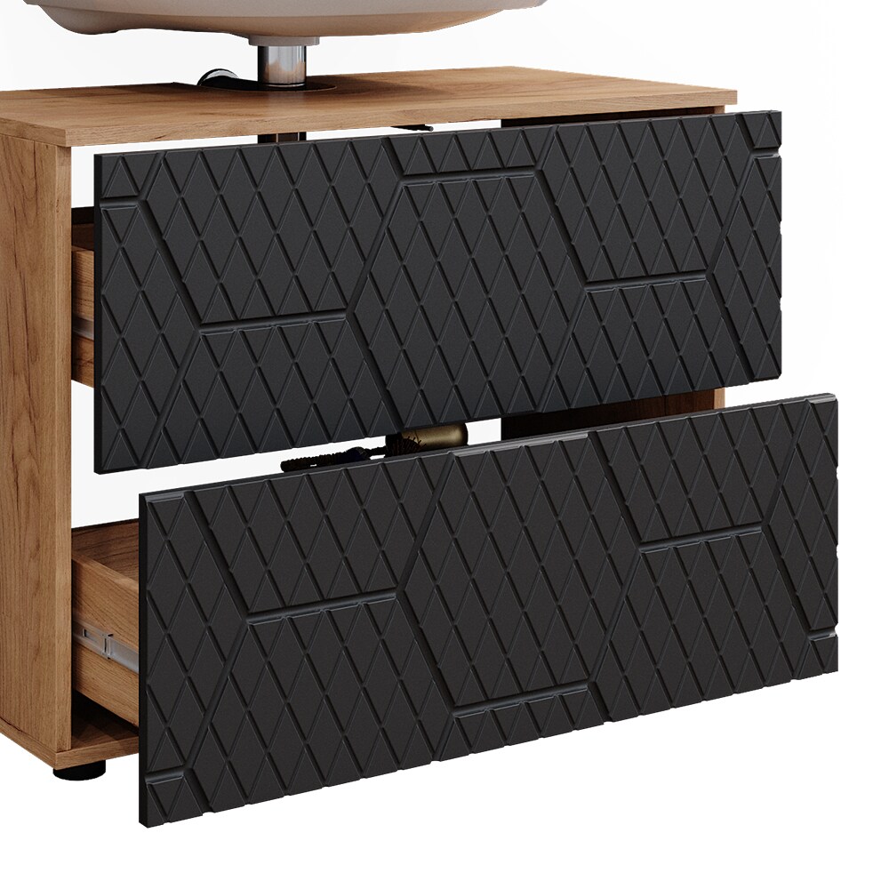 Vicco Waschbeckenunterschrank Irma Eiche Anthrazit 80 x 59 cm 2 Schubladen Badezimmer