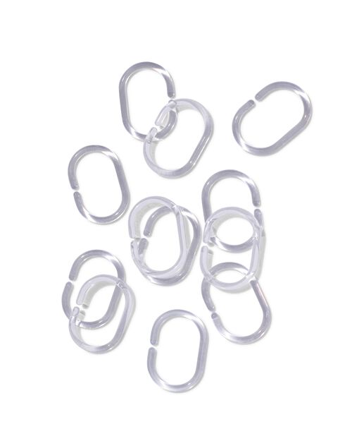 12 anneaux transparents pour rideau de douche