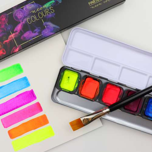 FINETEC Premium Farbkasten NEON-Farben