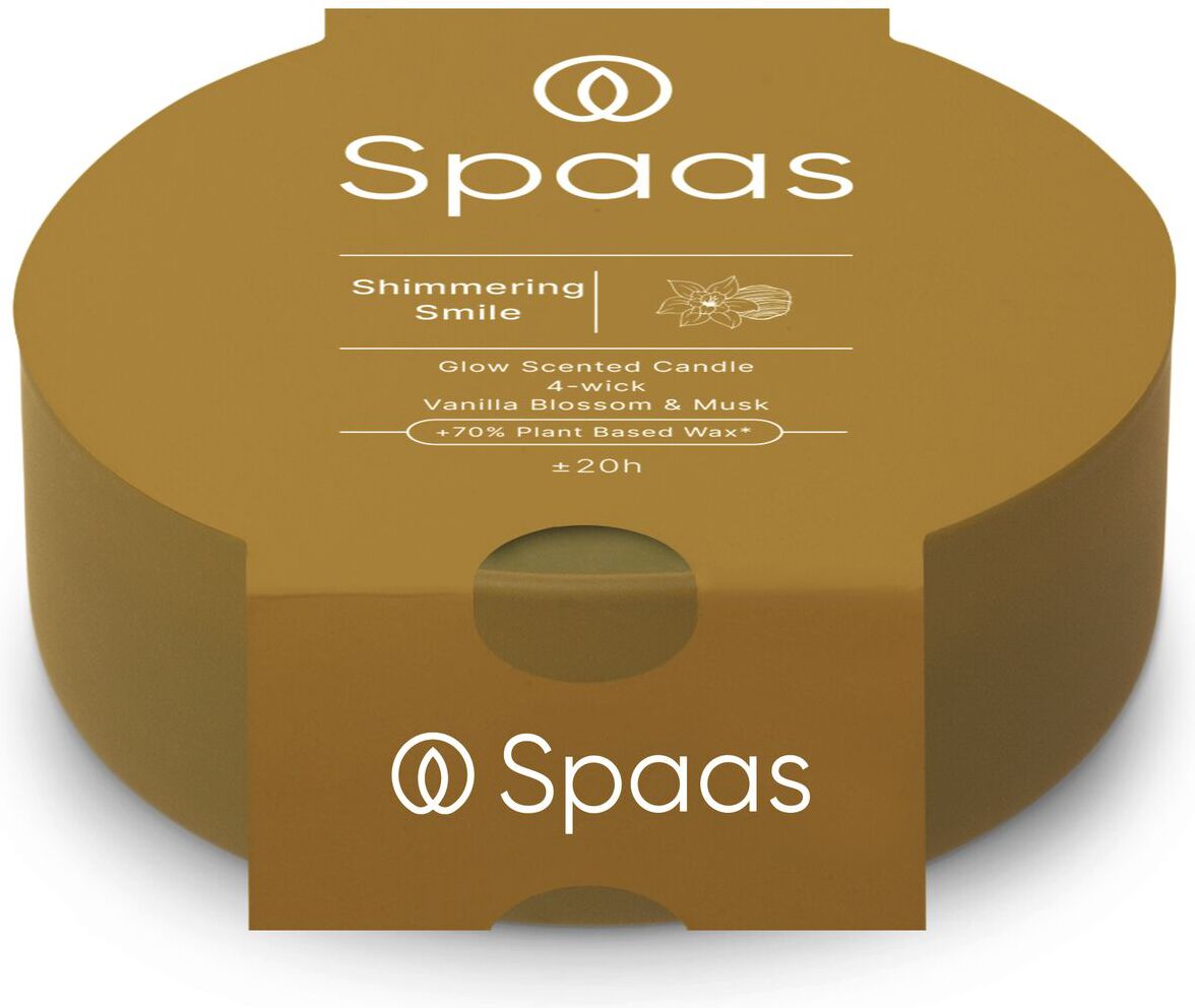Spaas geurkaars Essential collection Shimmering Smile beige 20 uur D 13 H 4,5 cm