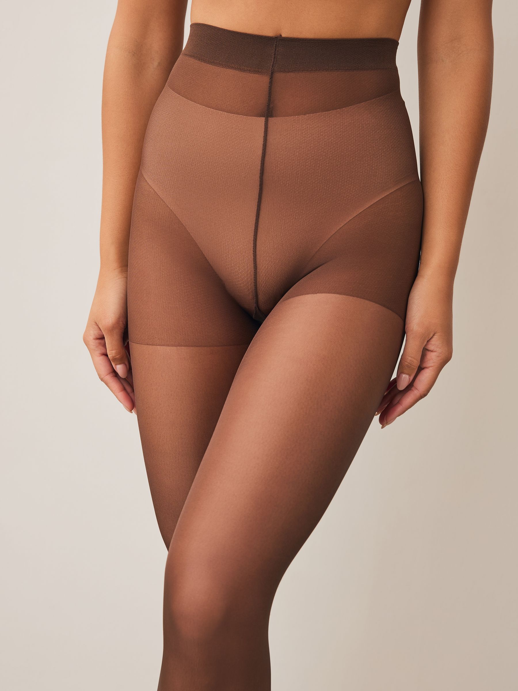 Koffie - Set van 3 glanzende 20 deniet panty's