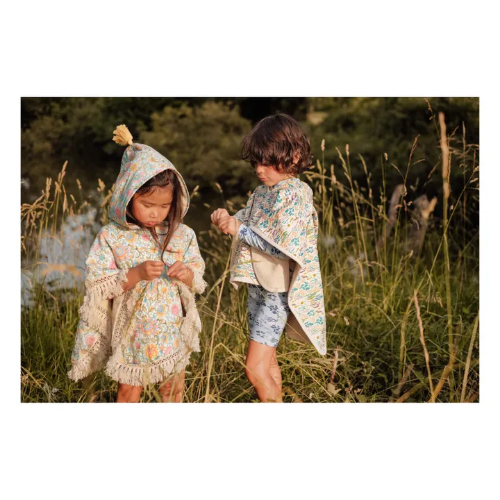 Louise Misha Poncho de bain Mael en coton bio | Vert d'eau