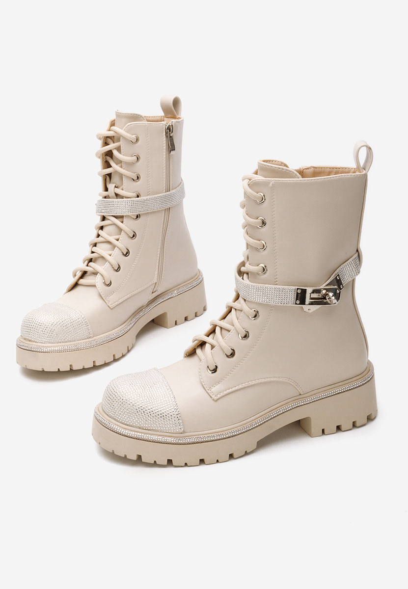 Bottines à semelle épaisse beige Aloya